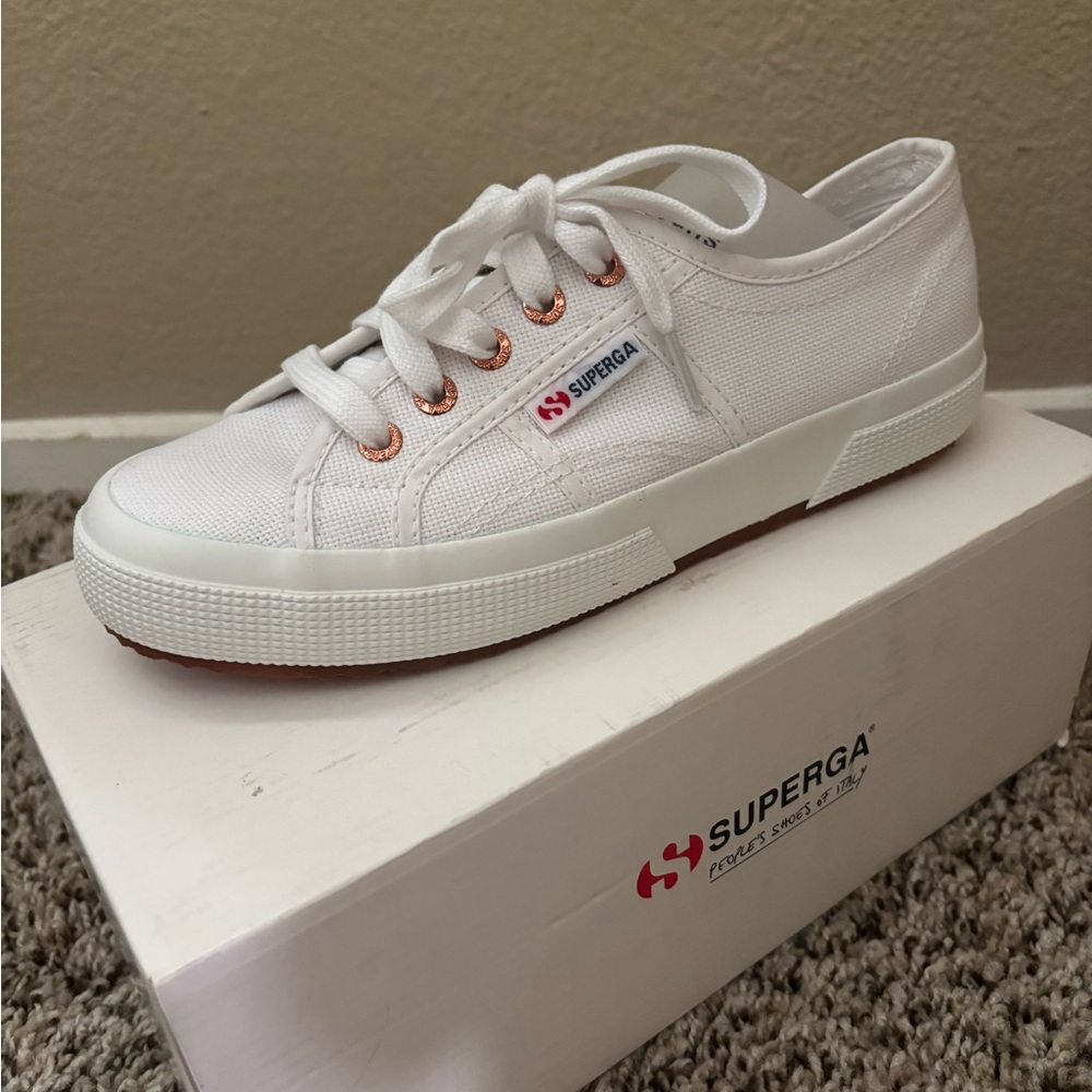Superga Kids White Canvas Lace-Up Sneakers